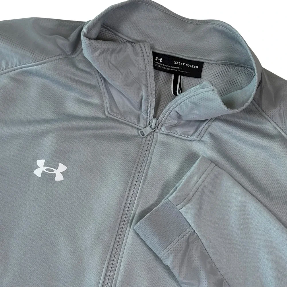 Under Armor Challenger Track Jacket Men's XXL Grey Full Zip Loose Fit Athletic‎